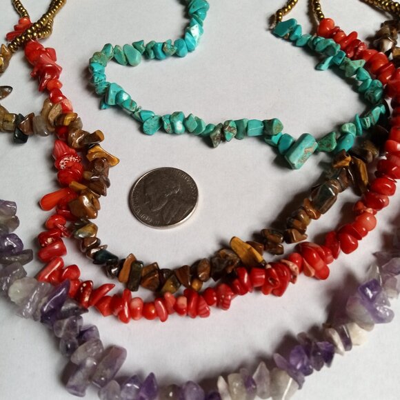 Handmade Four Strand Genuine Semi-Precious Stone Necklace 90g - Picture 5 of 13